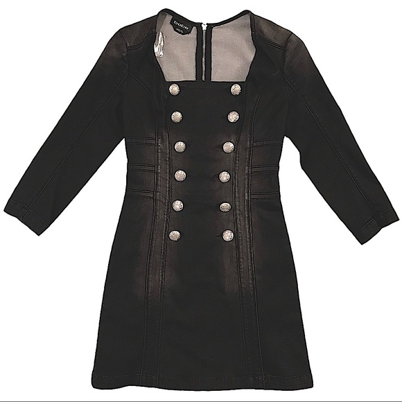 bebe Dresses & Skirts - bebe Gray Denim Military Mini Dress